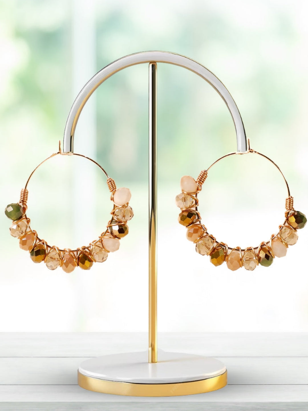 Honey Quartz Hoops (Golden)