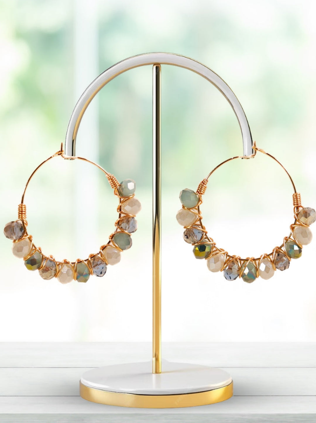 Bead Wrap Earrings (Green)