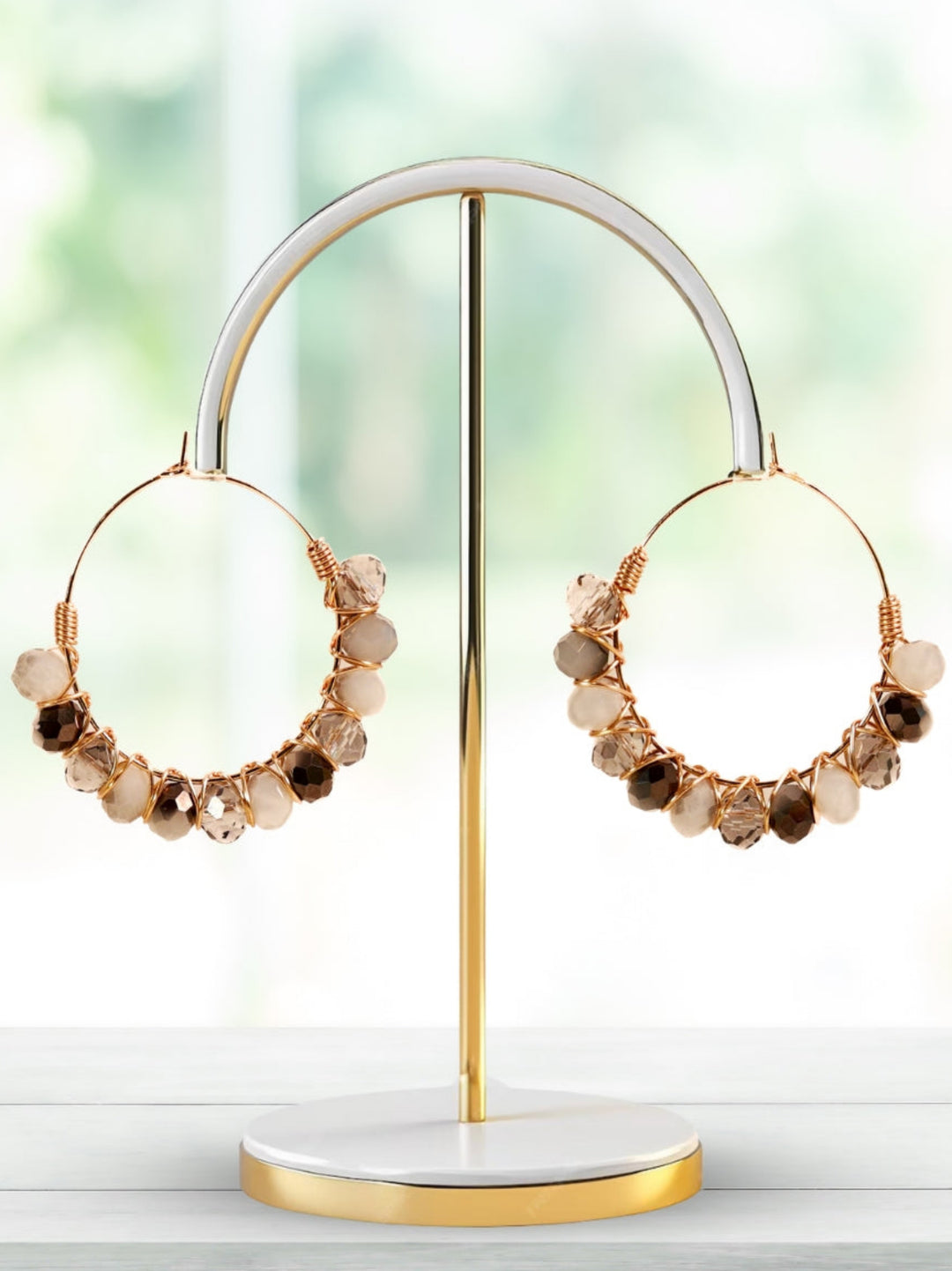 Bead Wrap Earrings (Brown)