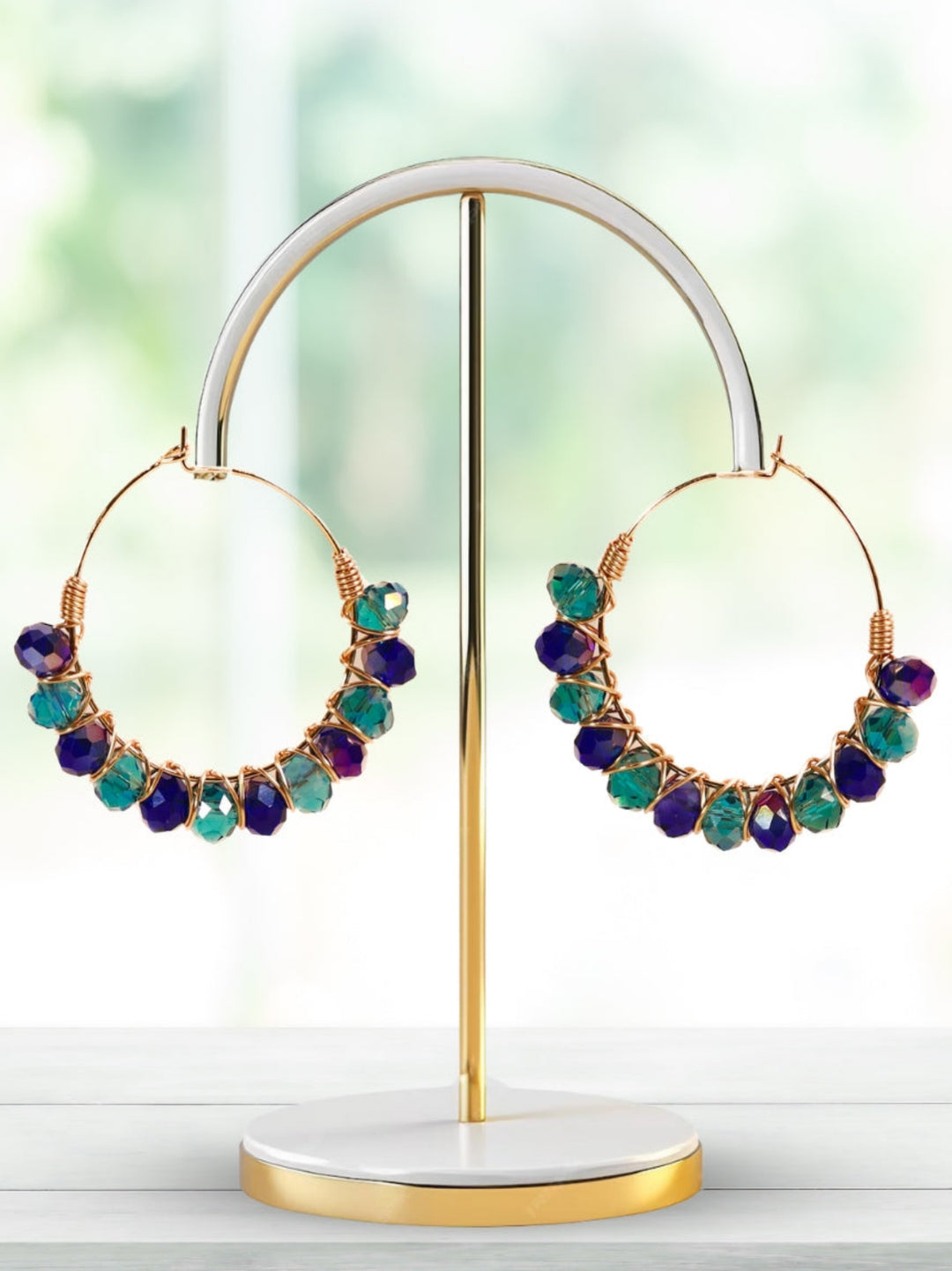 Bead Wrap Earrings (Blue)