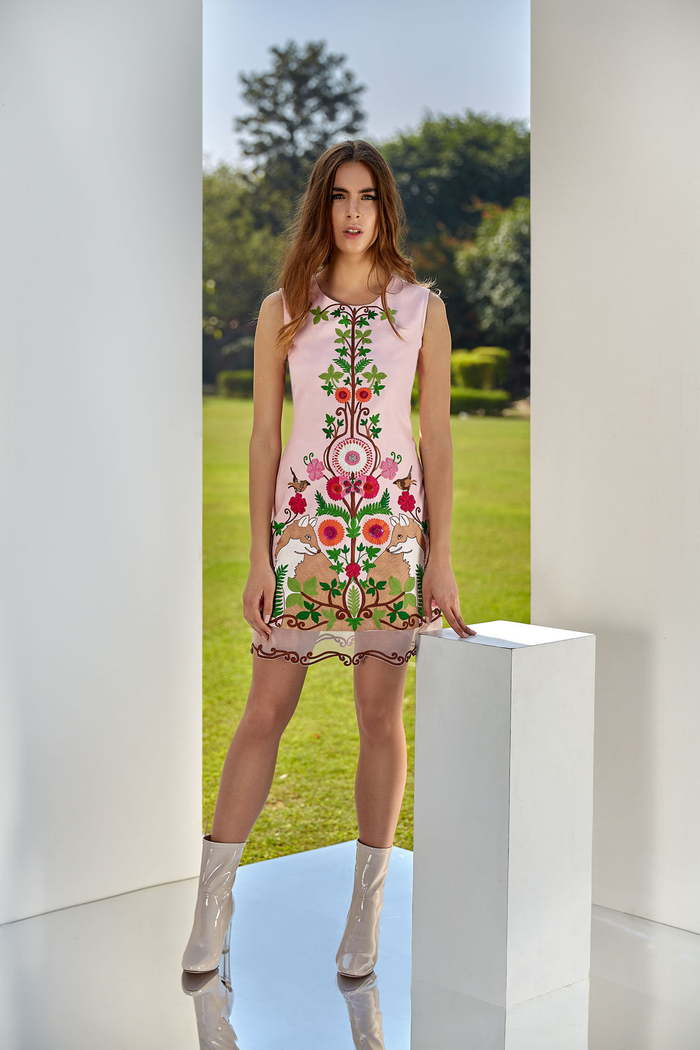 Peach Floral short dress