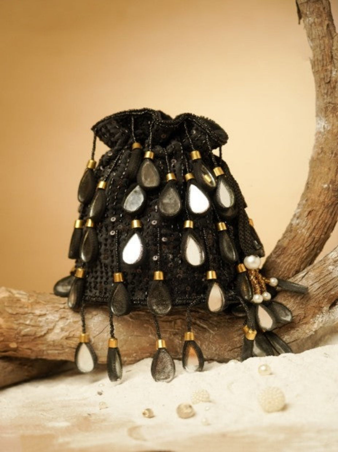 Majestic Mirror Potli-Black