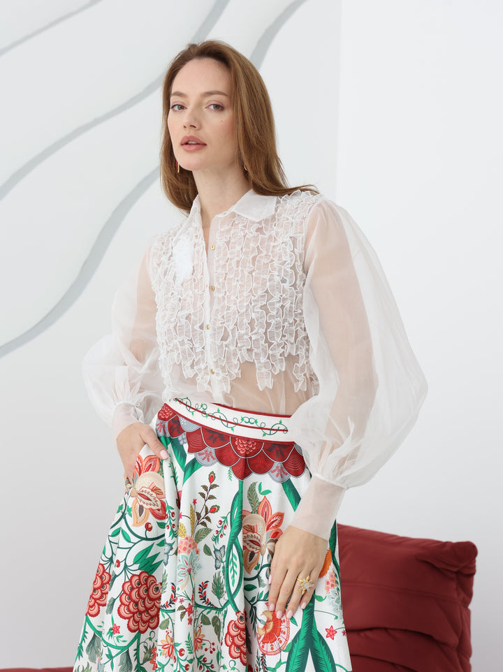 Organza Rouched Top