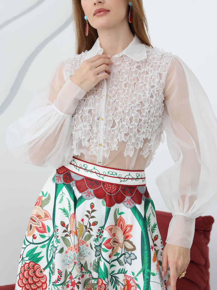 Organza Rouched Top