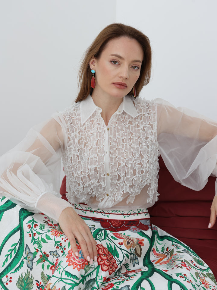 Organza Rouched Top