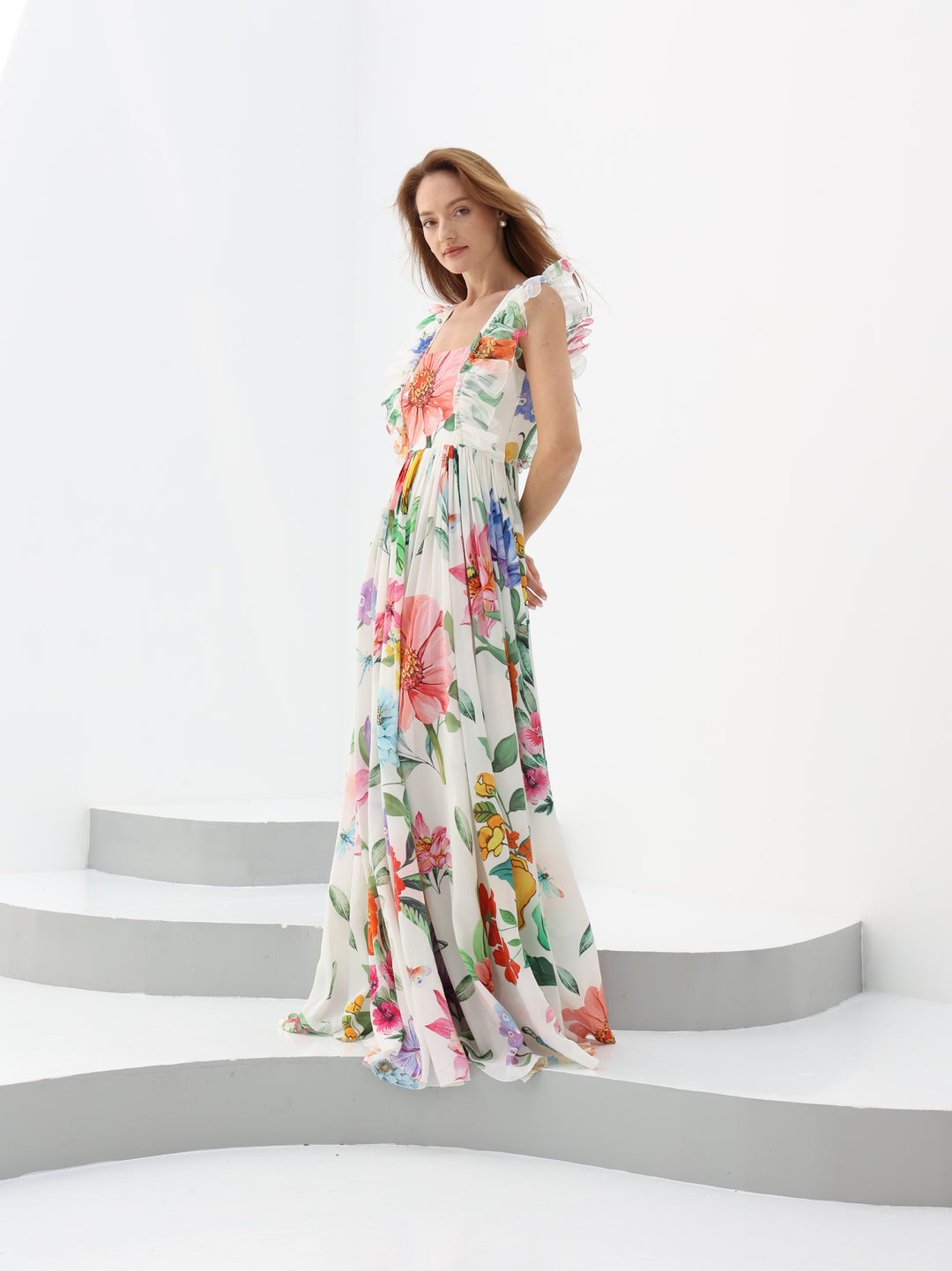 Floral Fantasy Ruffled Gown