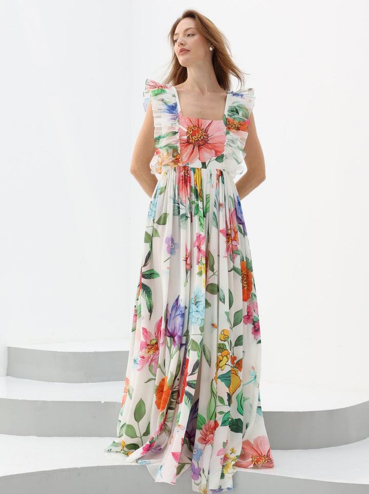 Floral Fantasy Ruffled Gown