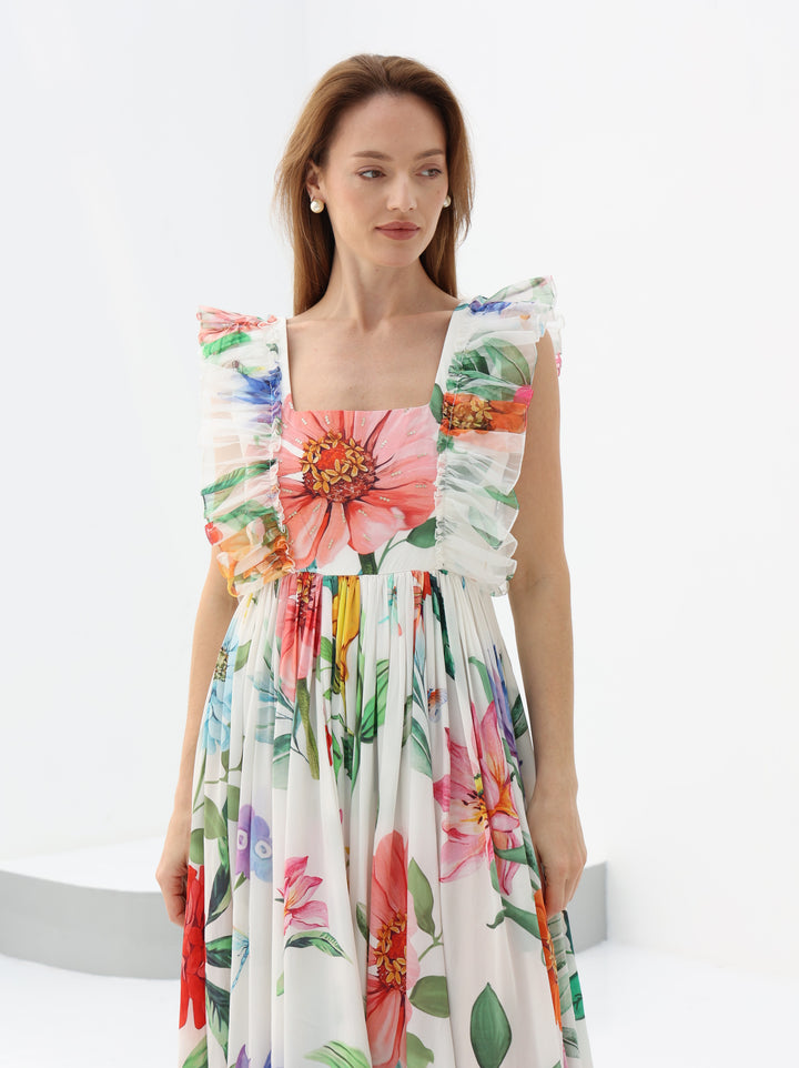 Floral Fantasy Ruffled Gown