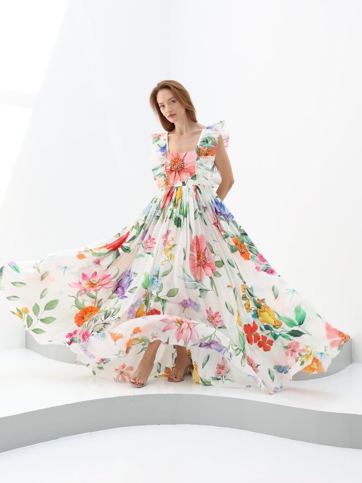 Floral Fantasy Ruffled Gown