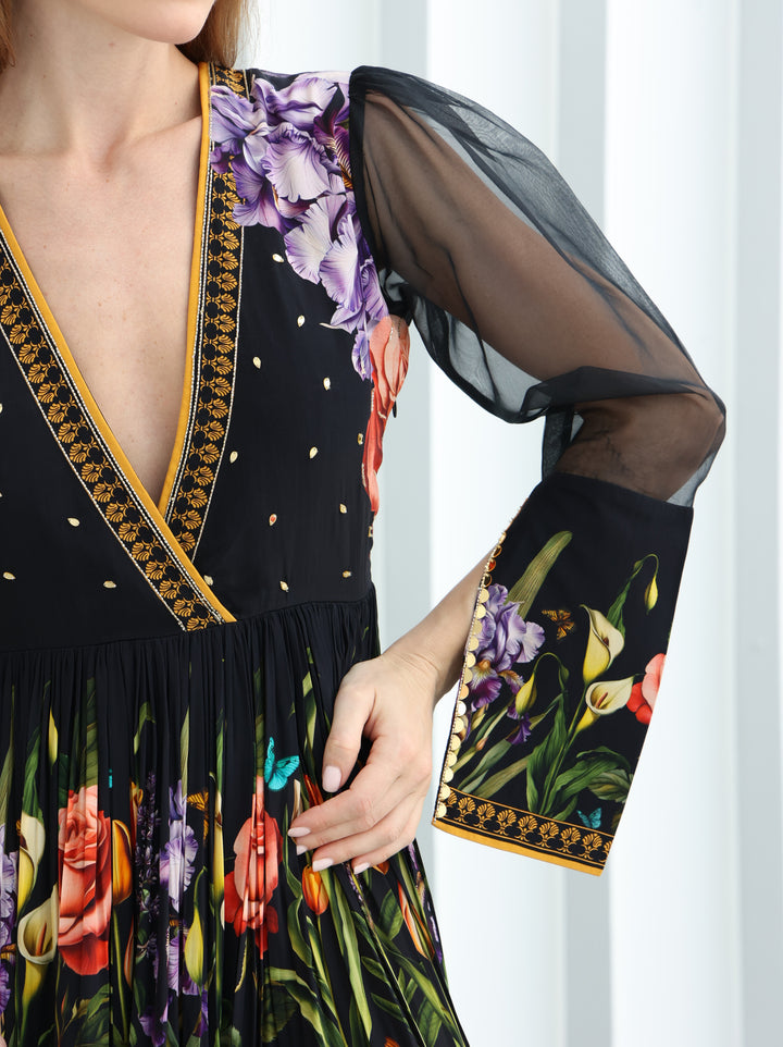 Midnight Bloom Embroidered Maxi Dress