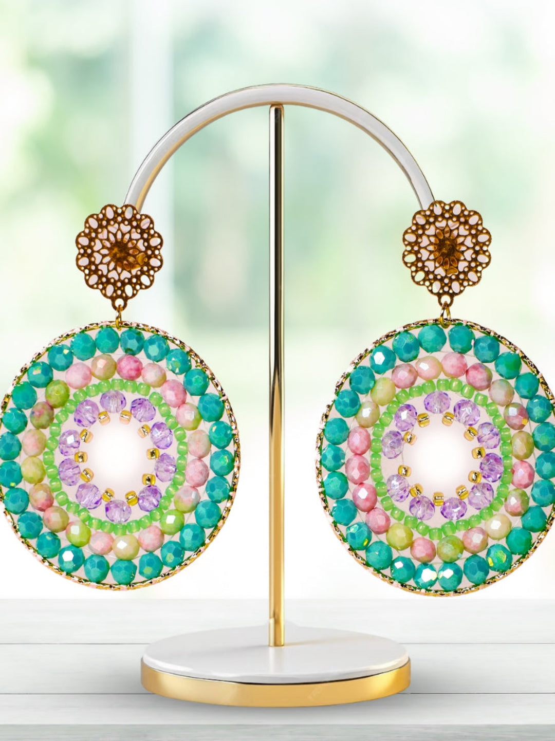 Multicolour Round Woven Earrings