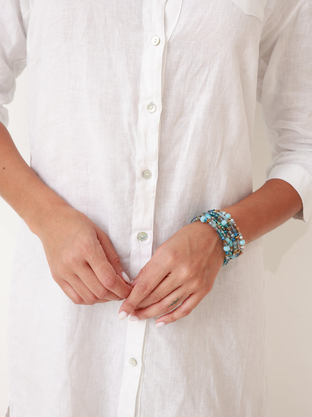 Pure Linen Convertible Shirt Dress Casual to Chic Mini-White