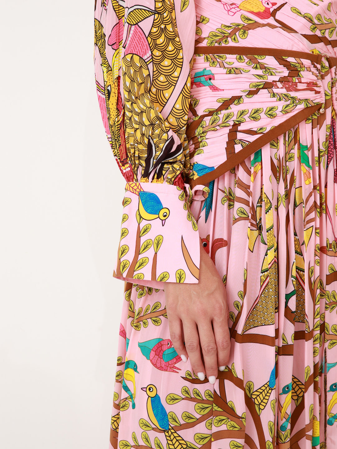 Crepe Silk Off Shoulder Forest Maxi Dress