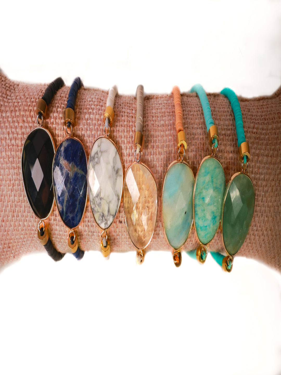 Semi Polished Stone Adjustable Bracelet (Sold Seperately)