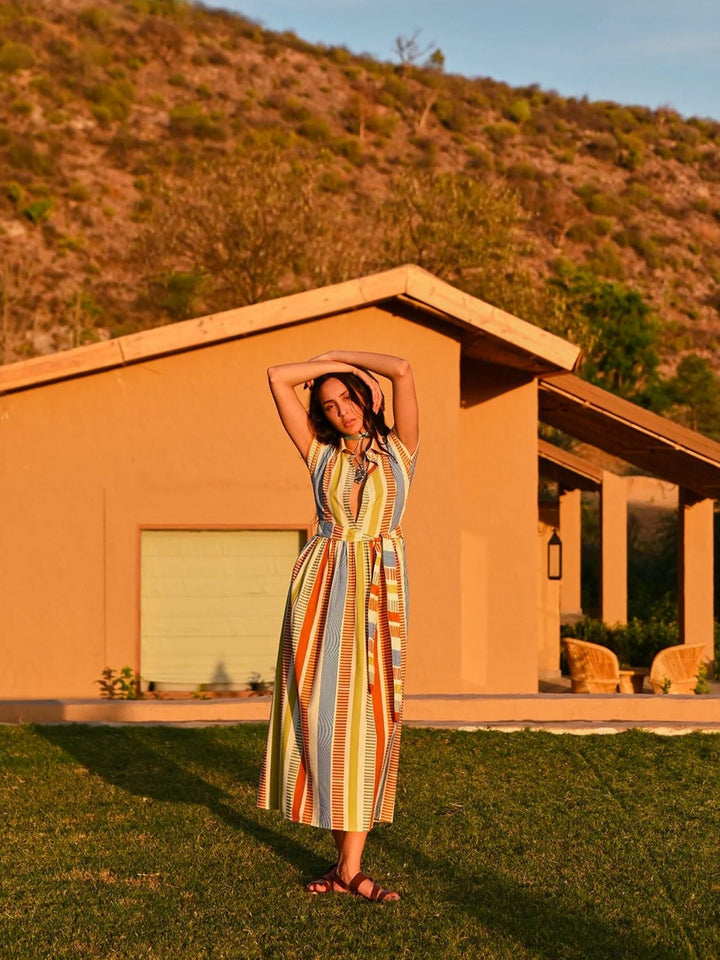 Sunset Breeze Striped Maxi Dress
