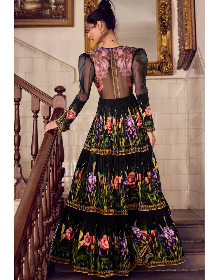 Midnight Bloom Embroidered Maxi Dress