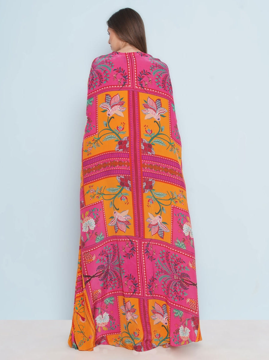 Garden Oasis Cape – Resort Wear in Dark Pink