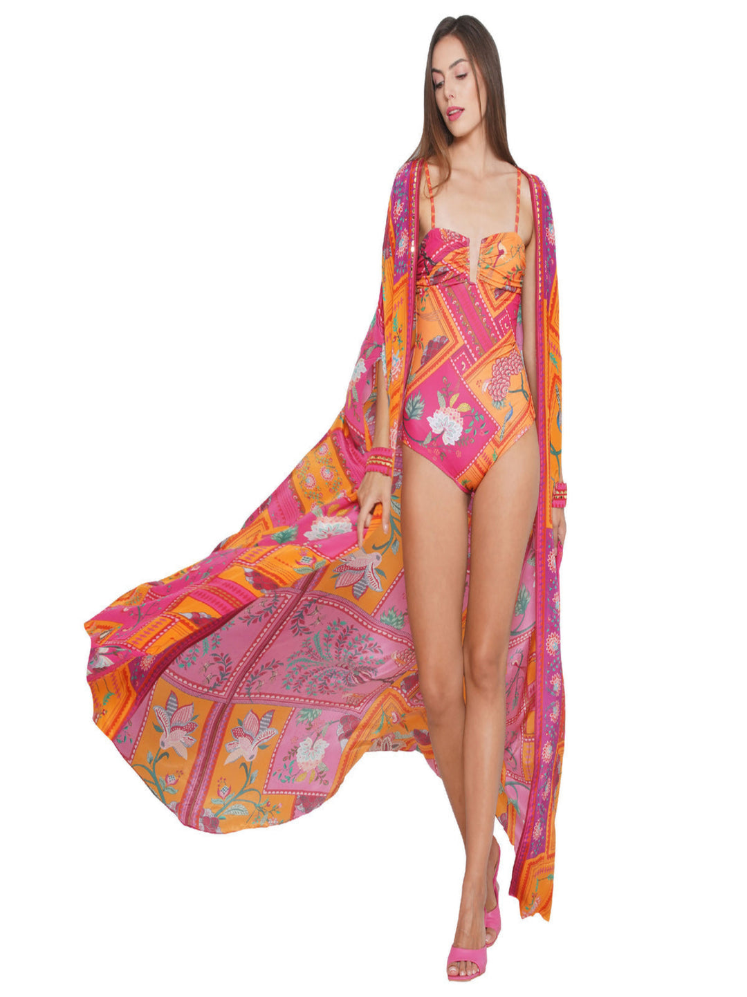 Garden Oasis Cape – Resort Wear in Dark Pink