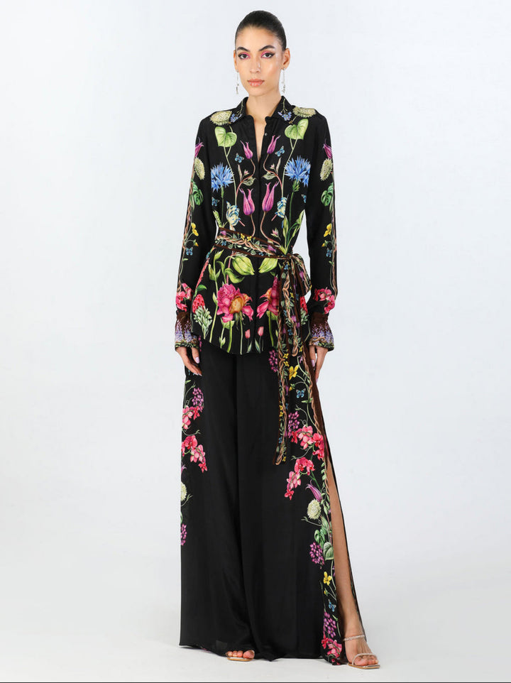 Midnight Bloom High-Slit Dress