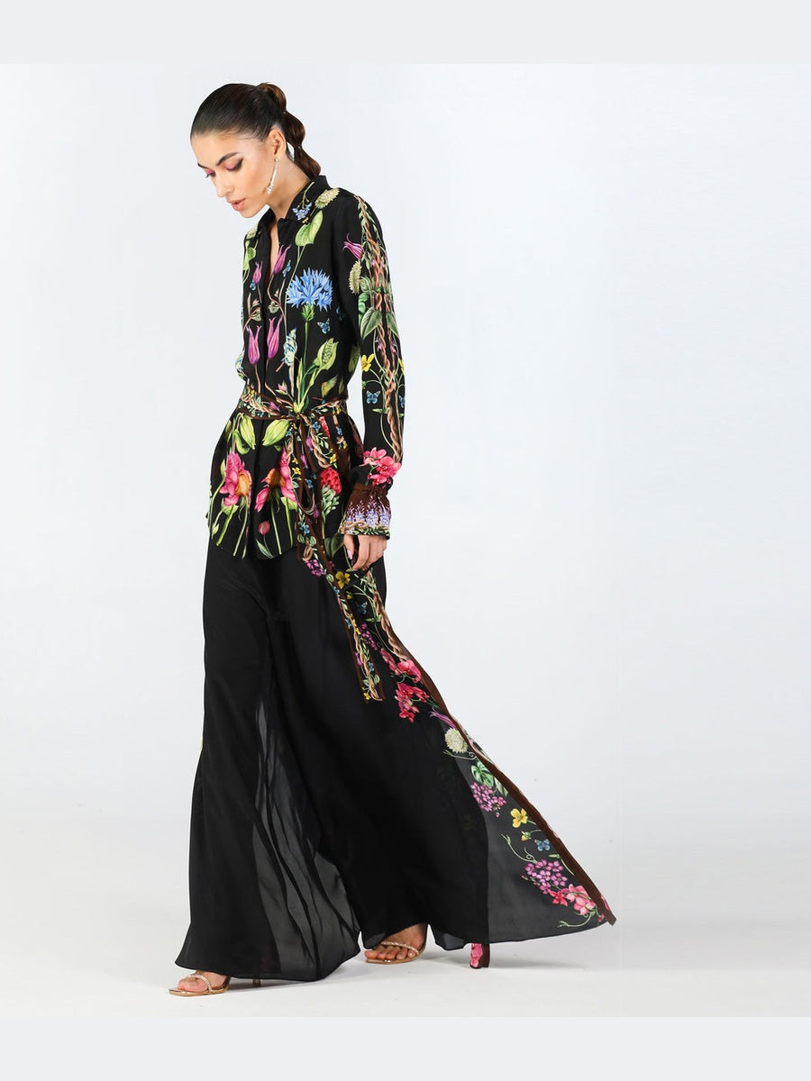 Midnight Bloom High-Slit Dress