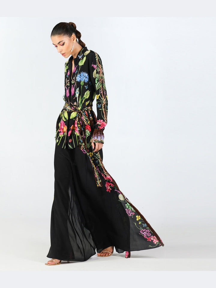 Midnight Bloom High-Slit Dress