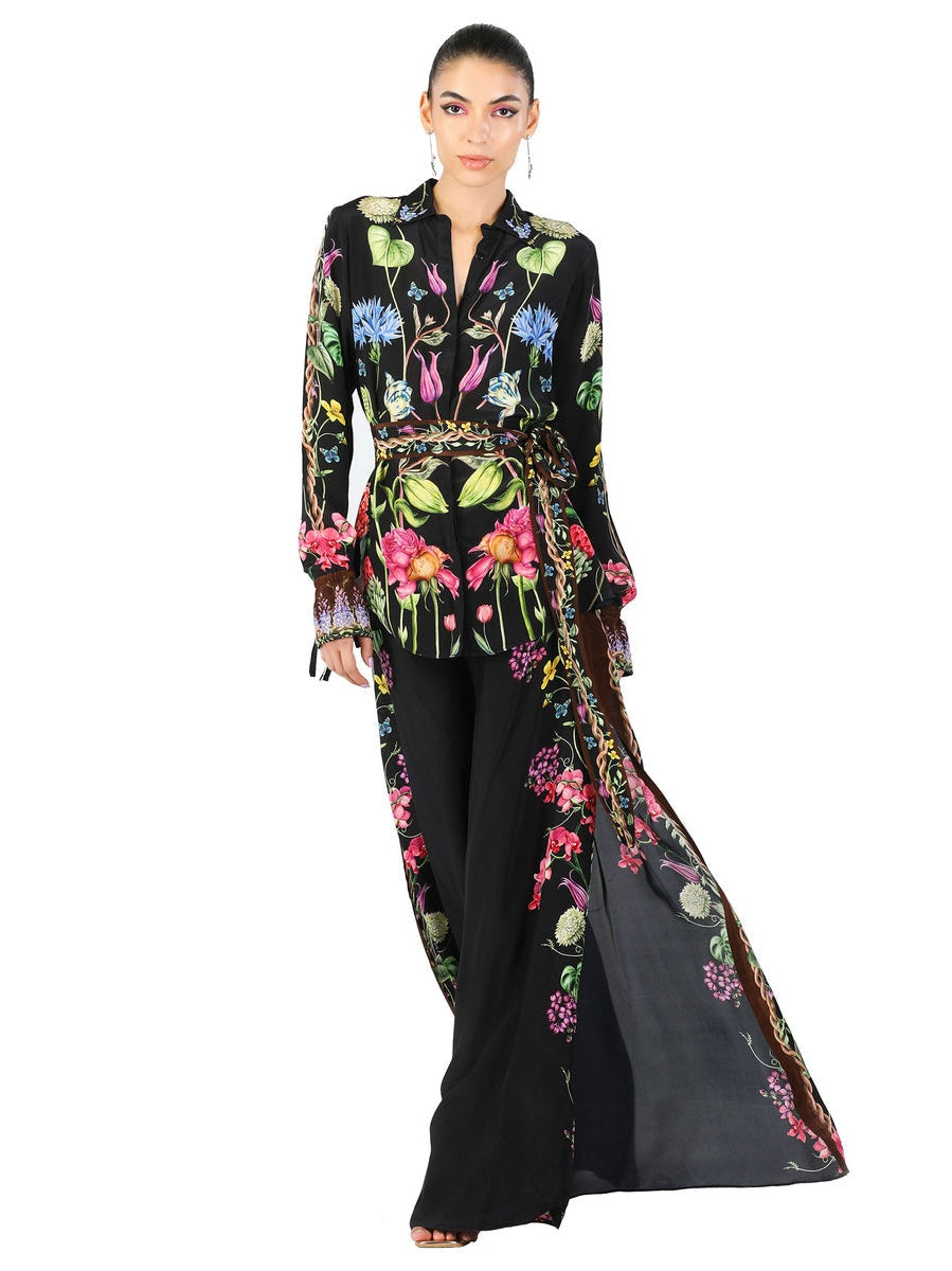 Midnight Bloom High-Slit Dress