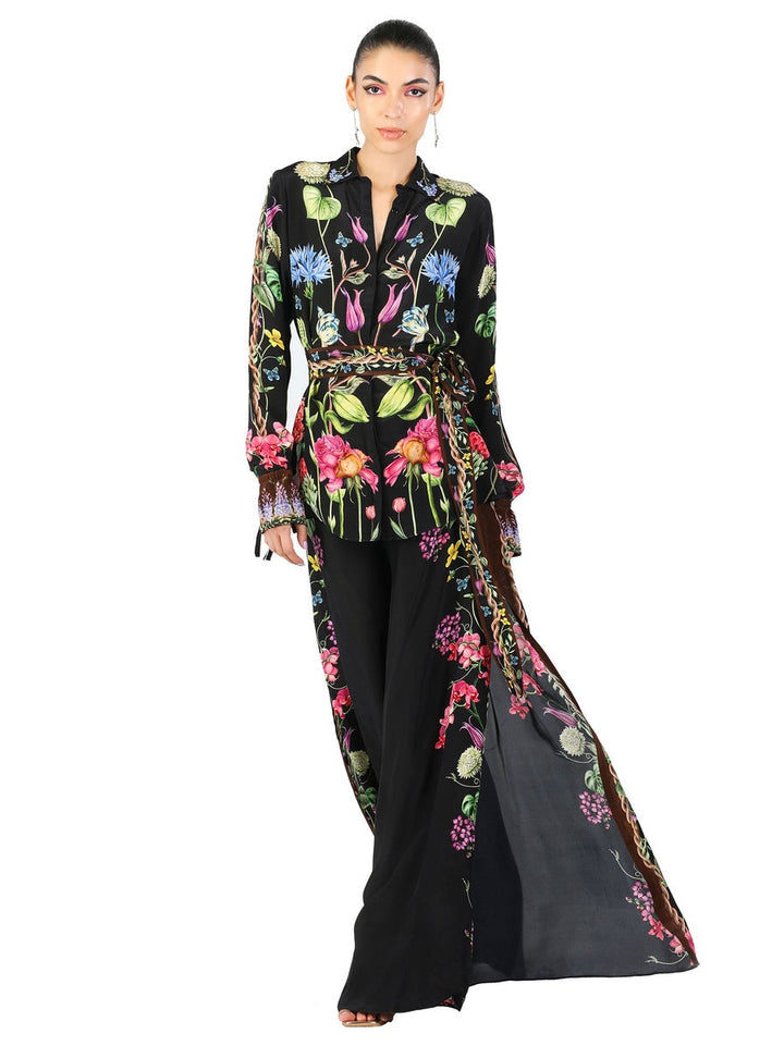 Midnight Bloom High-Slit Dress