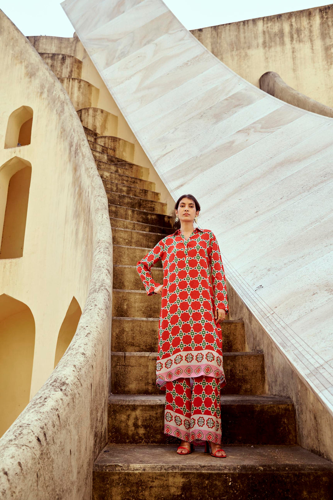 Scarlet Mosaic Wide-Leg Pants